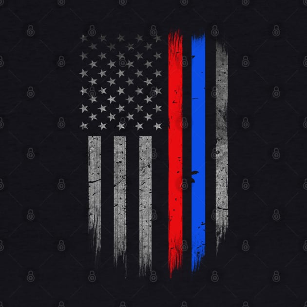 Thin Red Blue Line American Flag - Firefighter - Police Officer by bluelinemotivation